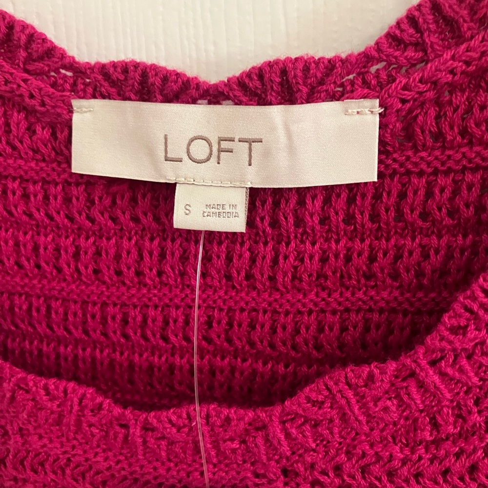 LOFT Raspberry Knit V-Neck Tank Top - Picture 4 of 5